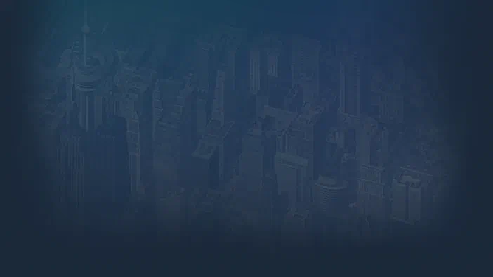 Vue aérienne d'une ville dense avec de nombreux gratte-ciel dans le jeu vidéo SimCity 4 Deluxe.