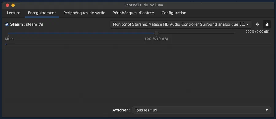 Périphérique de capture utilisé par le streaming depuis Steam
