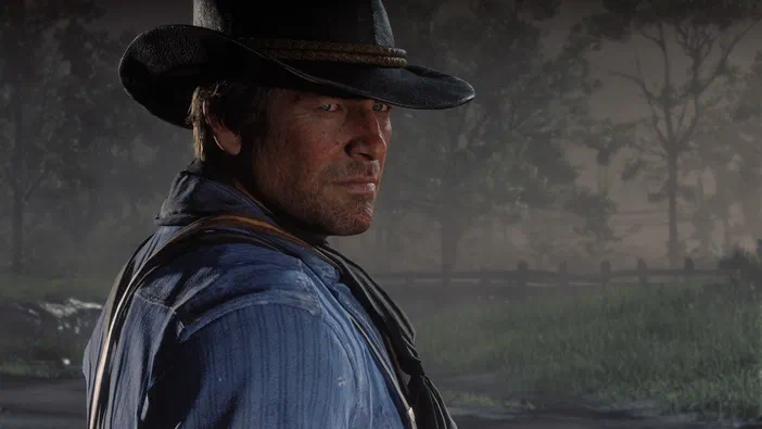 Sous-titre d'un homme portant un chapeau noir dans le jeu vidéo Red Dead Redemption 2