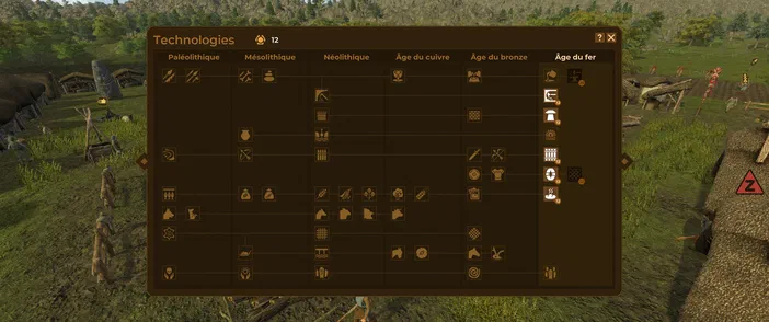 L'interface de gestion des technologies du jeu vidéo Dawn of Man